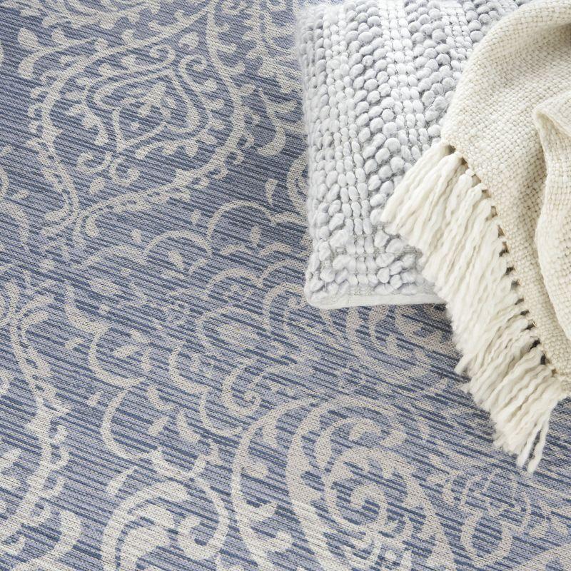 Slate Damask Chenille 8' x 10' Easy-Care Area Rug