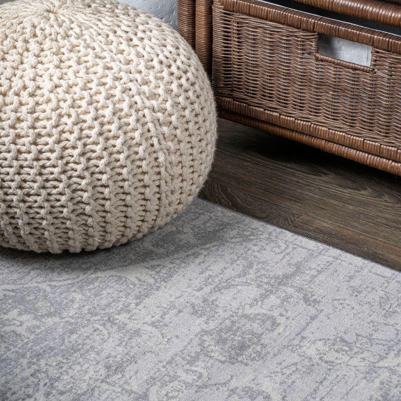 6' x 6' Modern Persian Vintage Medallion Area Rug, Gray - JONATHAN Y