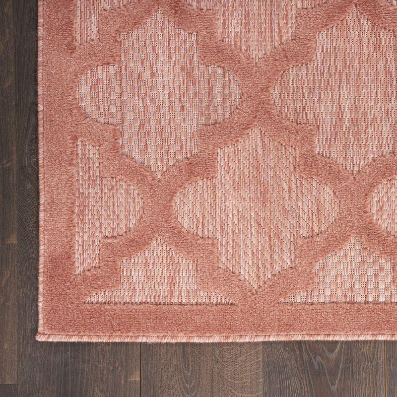Nourison Easy Care Trellis Flatweave Indoor Outdoor Area Rug 6' x 9' Coral/Orange
