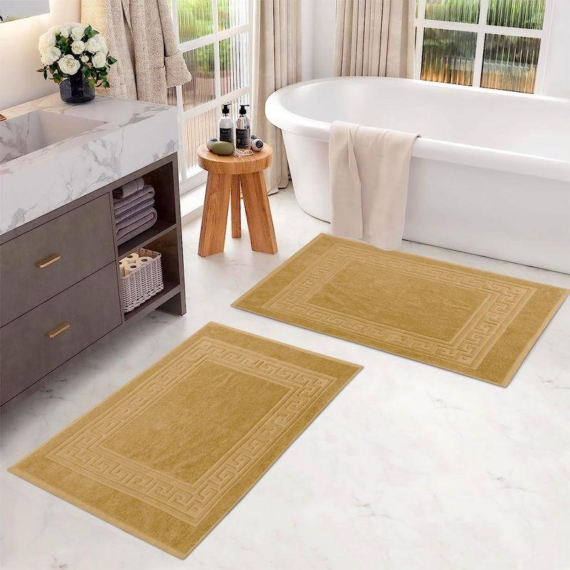 Modern Absorbent Bath Mat (Set of 2), 22" x 35", Toast - Blue Nile Mills