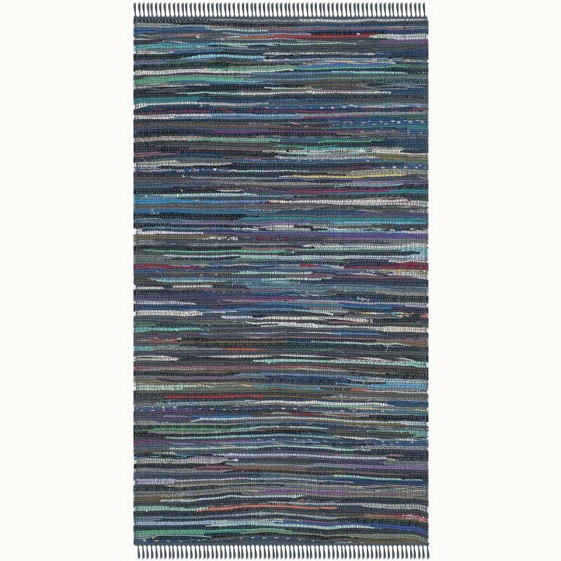 Rag Rug RAR121 Hand Woven Indoor Accent Rug - Ink/Multi - 3'x5' - Safavieh.