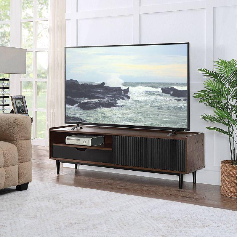 Duane Modern Ribbed TV Stand for TVs up to 55" Dark Brown/Black - Manhattan Comfort