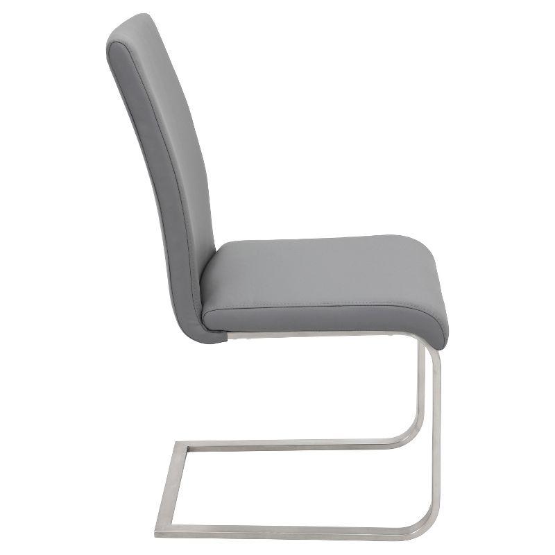 LumiSource Set of 2 Foster Contemporary Dining Chair Stainless Steel/Gray: Upholstered, Steel Frame, Floor Protectors