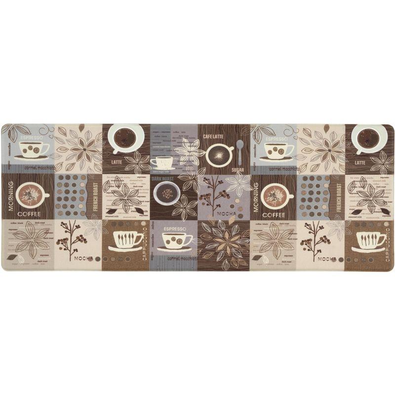 Brown Coffee Themed Anti-Fatigue Kitchen Mat 18" x 47"