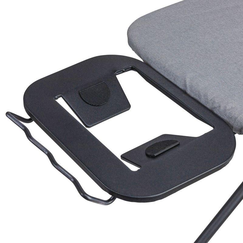 Household Essentials Ultra Ironing Board 4-Leg Cotton Cover Matte Black Frame Gray Cover: Collapsible Metal, 63" x 14.17"