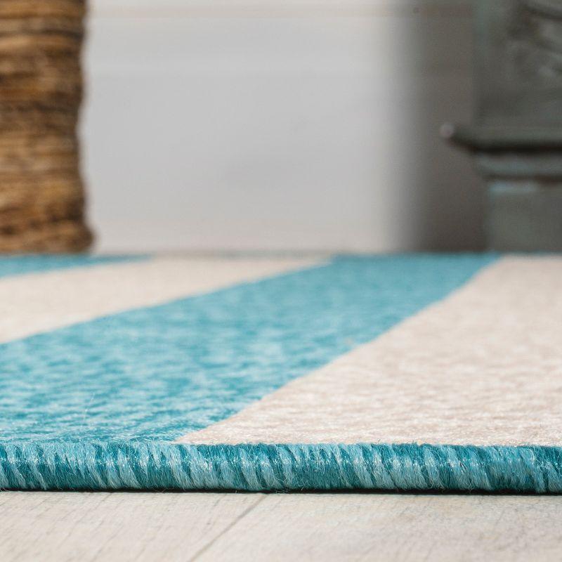 3' x 5' Negril Two-Tone Wide Stripe Indoor/Outdoor Area Rug, Aqua/Cream - JONATHAN Y