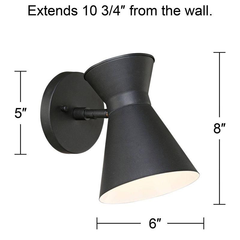 John Timberland Vance Mid Century Modern Wall Light Sconce Black Hardwire 6" Fixture LED Swivel Head for Bedroom Bathroom Vanity Reading Living Room