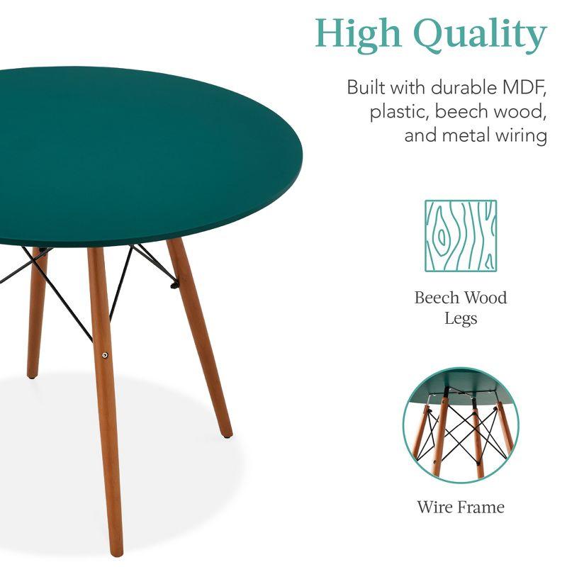 5-Piece Dark Green and Walnut Mid-Century Modern Dining Set