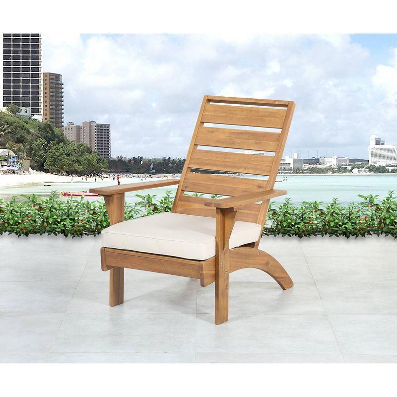 Rockport Outdoor Acacia Wood Chair with Cushion Brown - Linon: Porch Seating, Polyester Fabric, Foam Fill