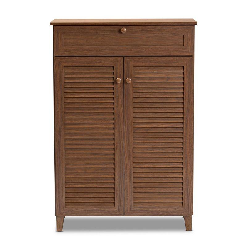 Shelf Wood Shoe Storage Cabinet with Drawer Coolidge - Baxton Studio