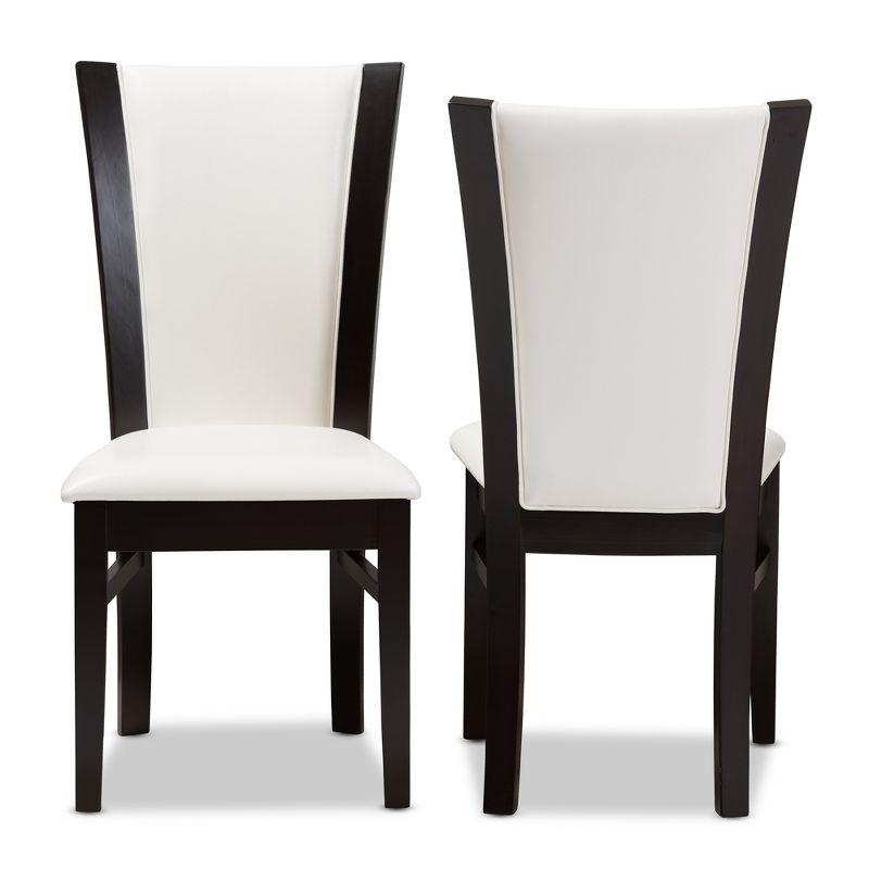 Set of 2 Adley Modern And Contemporary Finished Faux Leather Dining Chairs White/Dark Brown - Baxton Studio