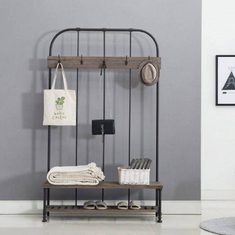 Boraam Annie Hall Tree Natural: Modern Entryway Organizer with 5 Hooks, Wood Frame, Adult Assembly Required