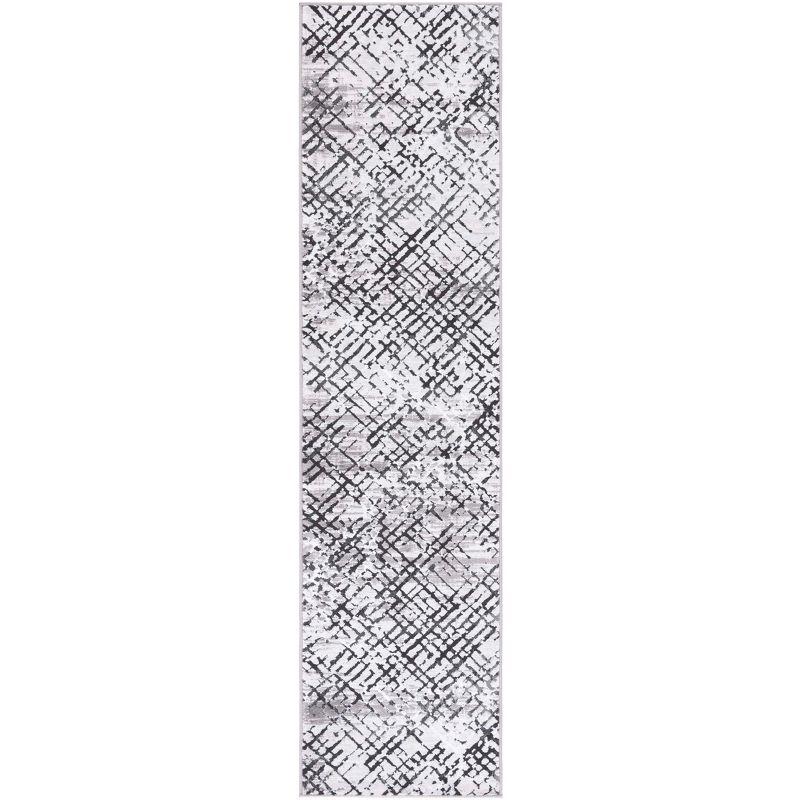 Amelia Contemporary Gray Hand-Knotted Synthetic Area Rug - 2' x 8'