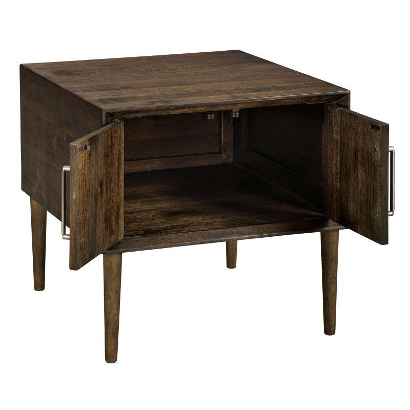 End Table Brown - Signature Design by Ashley: Mid-Century Storage Accent Table with Tapered Legs