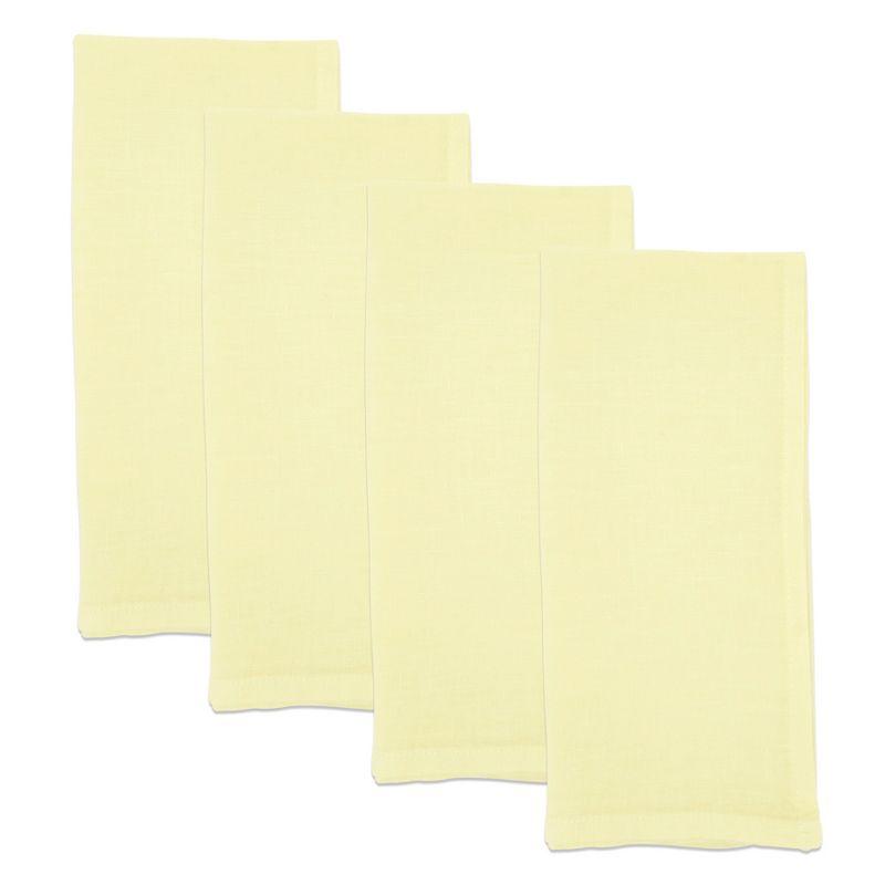 Saro Lifestyle Classic Pure 100% Linen Table Napkin (Set of 4), 20", Yellow