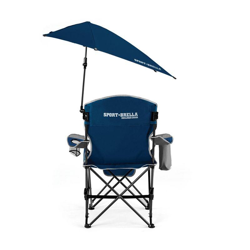 Midnight Blue Reclining Camping Chair with Umbrella