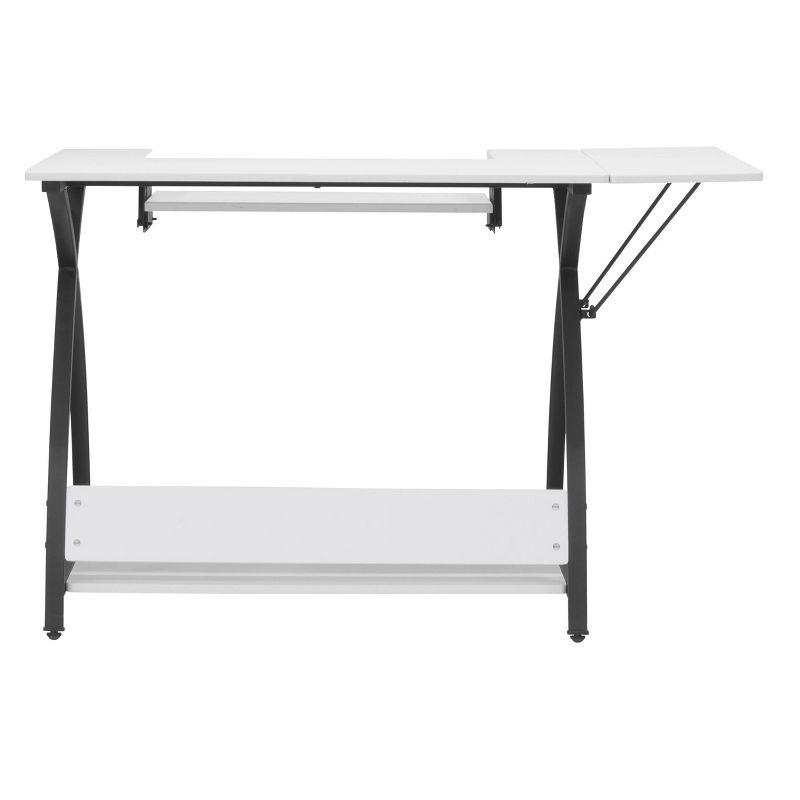 Comet Plus Sewing/Office Table with Fold Down Top, Height Adjustable Platform and Bottom Storage Shelf Black/White - Sew Ready: Crafting Desk