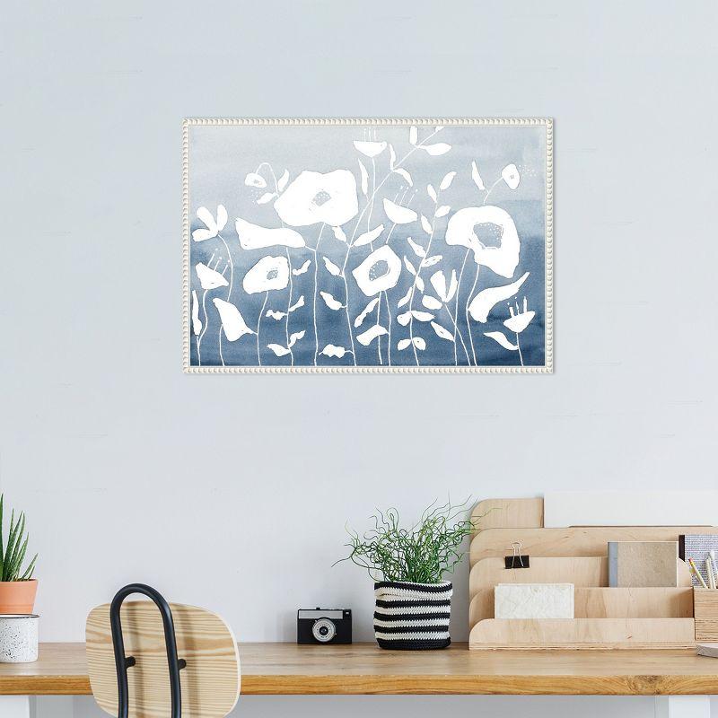 Amanti Art Blue And White Floral Garden by Krinlox Framed Canvas Wall Art