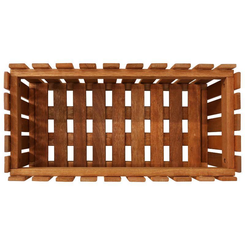 Sunnydaze Outdoor Rectangle Meranti Wood Picket Style Planter Box for Flowers, Herbs, Vegetables and Plants - 24" W - Brown