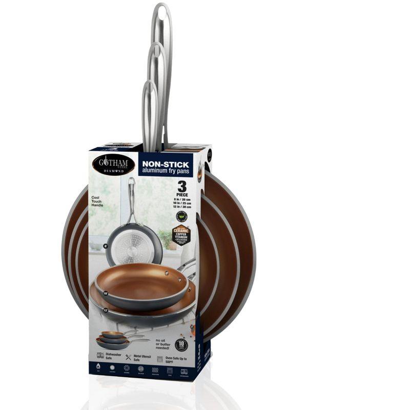 Gotham Steel Gotham Steel Copper 3 Piece Nonstick Fry Pan Set - 8'',10'', And 12''