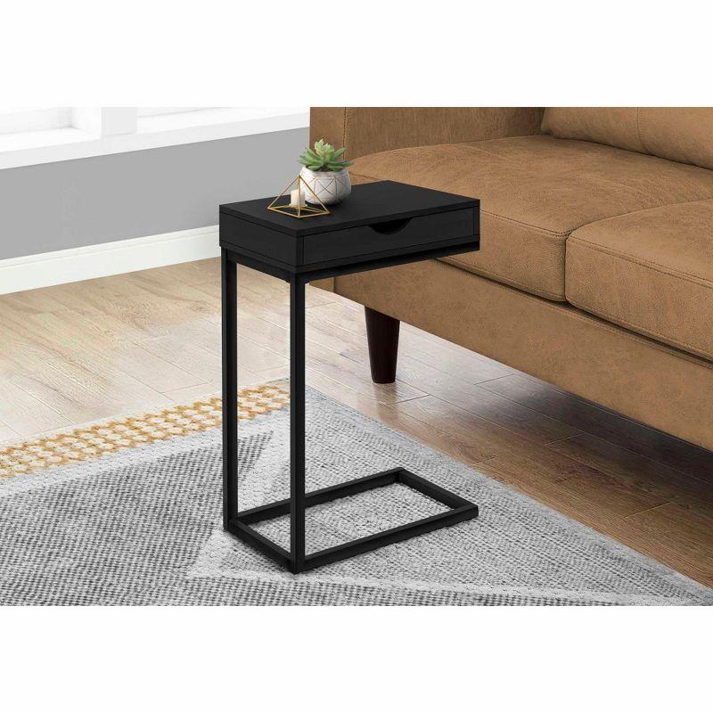 Monarch Specialties ACCENT TABLE - BLACK / BLACK METAL WITH A DRAWER