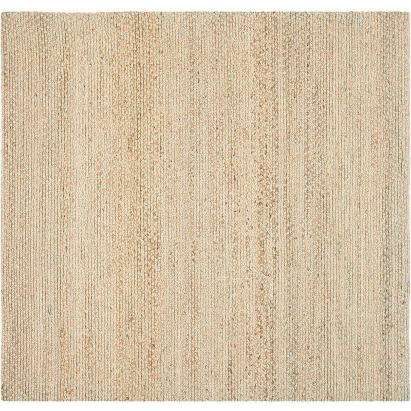 Natural Green Handwoven Jute Square Area Rug