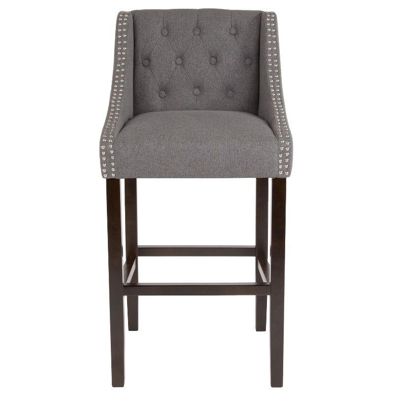 Flash Furniture Carmel Series 30" High Transitional Tufted Walnut Barstool with Accent Nail Trim