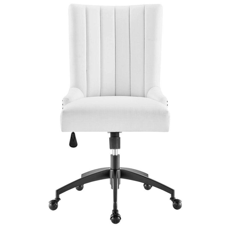 Retro Modern Swivel Fabric Office Chair in Black & White