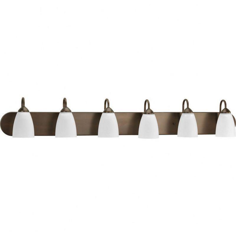 Progress Lighting Gather 6-Light Bath Bracket, Steel, Antique Bronze, Etched Glass Shades