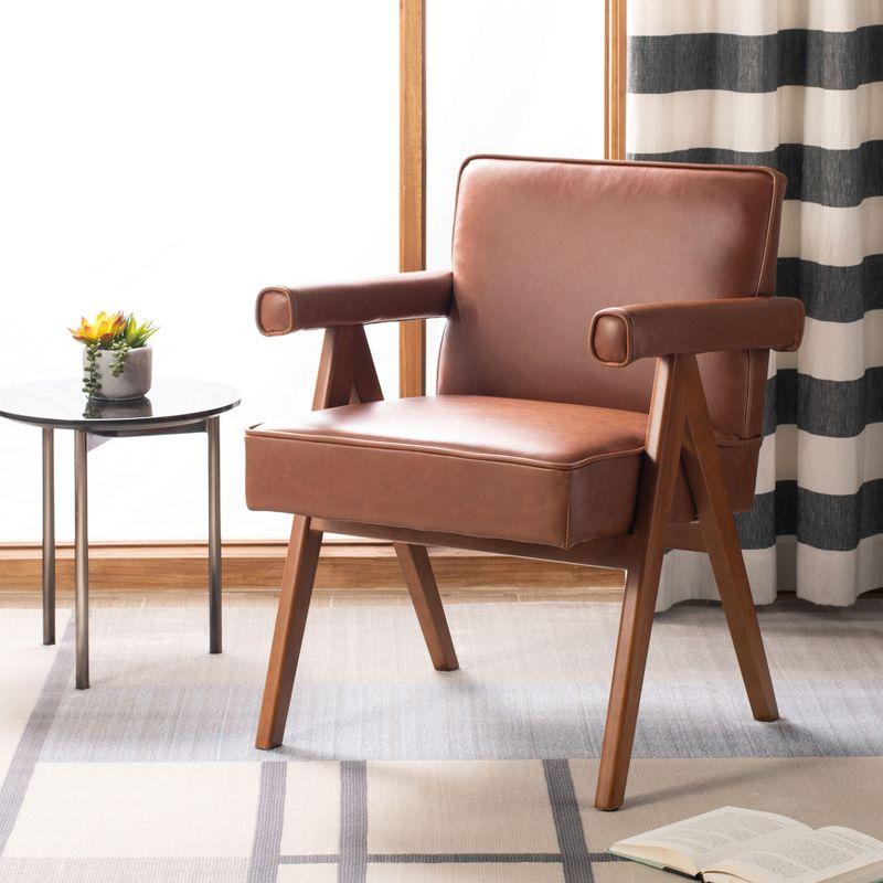 Suri Mid Century Arm Chair - ACH4508 - Cognac/Walnut - Safavieh