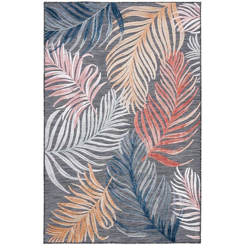 Cabana Floral Black/Rust 4' x 6' Synthetic Easy-Care Area Rug