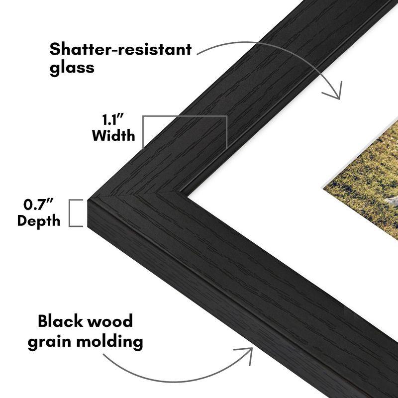 Americanflat Americanflat Picture Frame - Frame with Mat - Wide Molding - Shatter-Resistant Glass