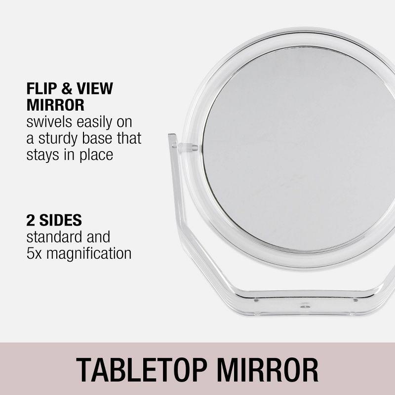 The Basik Edition by Conair Flip and View Stand Mirror - 1x/5x Magnification, Clear