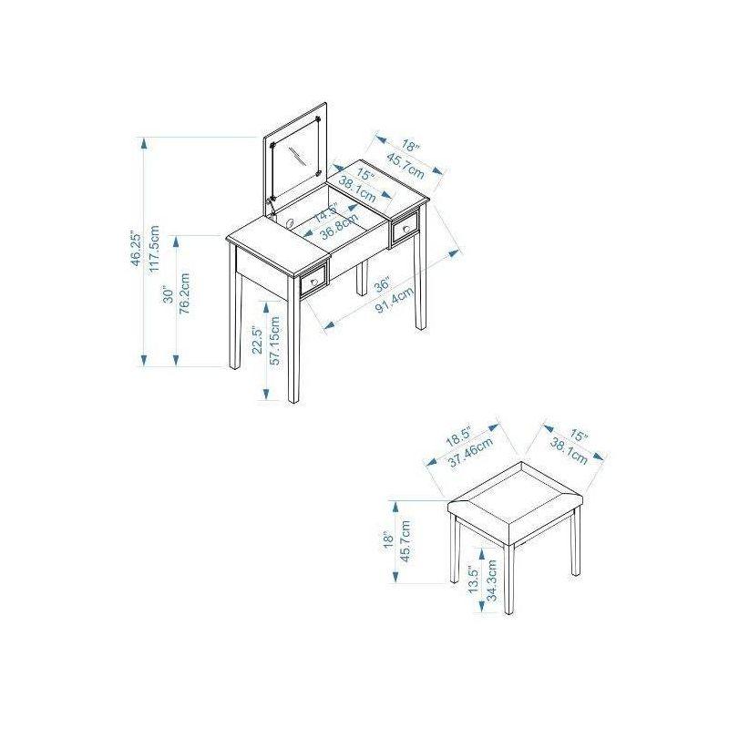 Butterfly Vanity and Stool - Linon