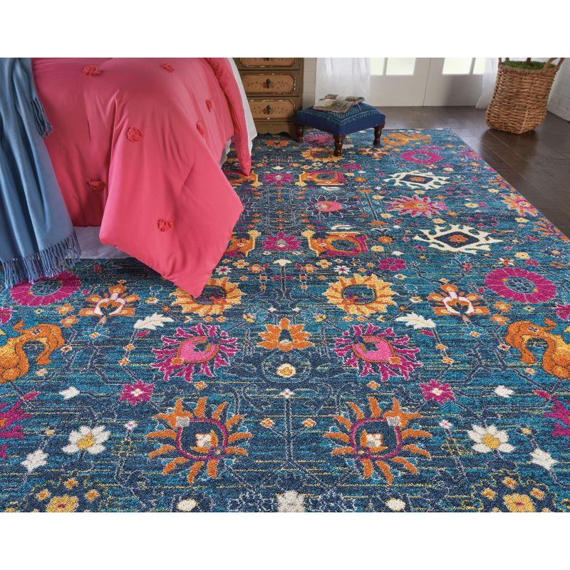 Denim Delight Floral Synthetic 6'7" x 9'6" Easy-Care Rug