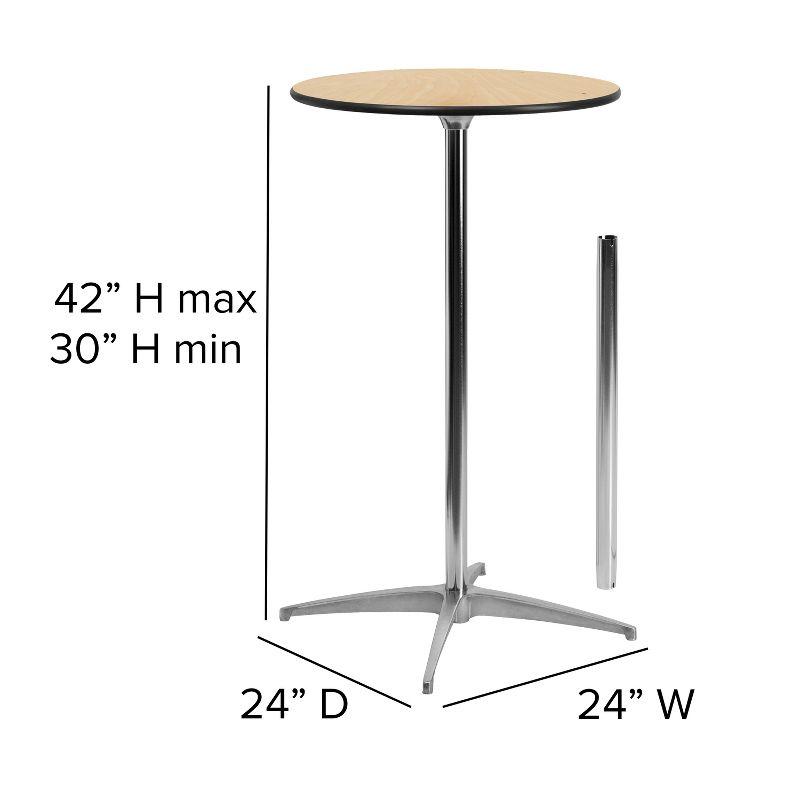 Marrel 24" Round Oak Top Outdoor Cocktail Table with Chrome Base