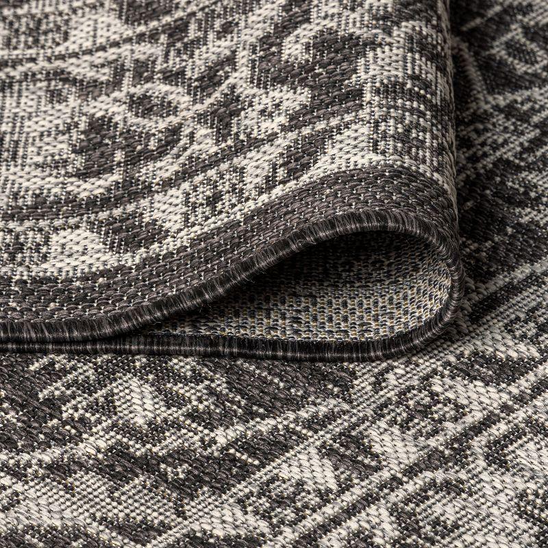 4'x6' Palazzo Vine and Border Textured Weave Indoor/Outdoor Area Rug, Black/Gray - JONATHAN Y