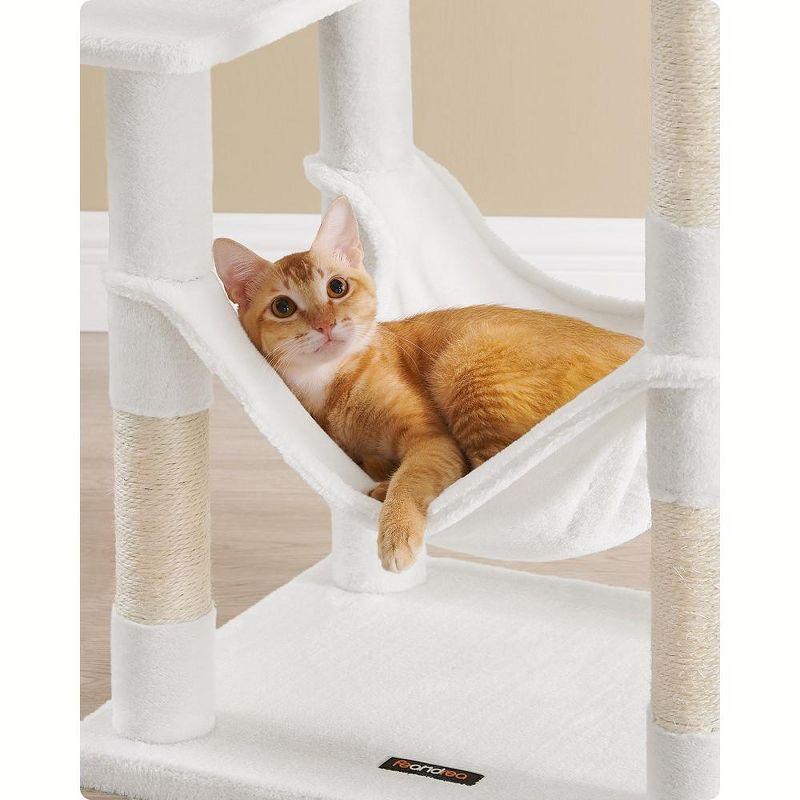 Feandrea Cat Tree, 56.3¡å H Cat Tower for Indoor Cats, Multi-Level Cat Condo with 4 Scratching Posts, 2 Perches, Hammock, Cave, Cream White