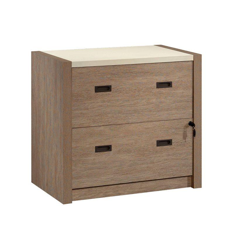 Sauder Dixon City 2 Drawer Lateral File Cabinet Brushed Oak: Lockable, 20" Deep Office Storage, MDF Construction