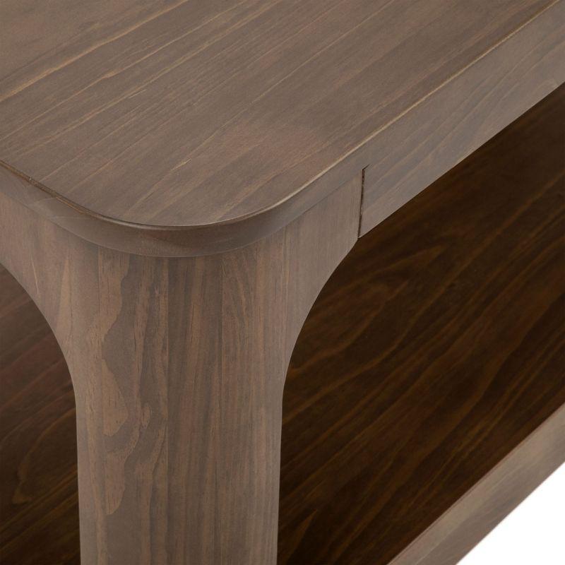 Plank+Beam Solid Wood Forma Coffee Table, 54" Modern Coffee Table with Storage Shelf, Walnut