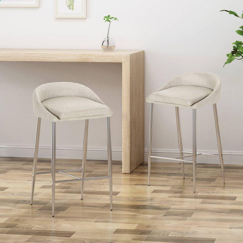 Ivy Bronx Modern&Simple Design Counter Stools Set of 2 – Upholstered Seats, Chrome-Finished Base for Kitchen Island or Breakfast Nook | Wayfair