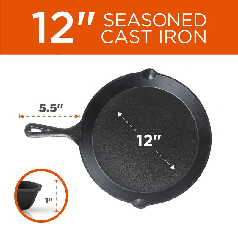 Commercial Chef 3-Piece Cast Iron Skillet Set - 8"/10"/12"