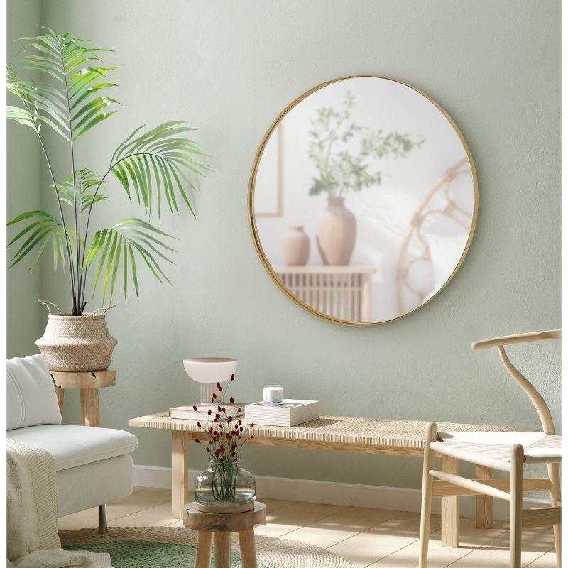 28" Rollo Round Wall Mirror Gold - Kate & Laurel All Things Decor: Modern Style, Metal Frame, No Assembly Required