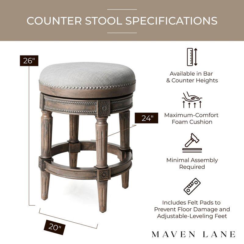 Maven Lane Pullman Backless Upholstered Kitchen Stool with Fabric Cushion Seat, Set of 4