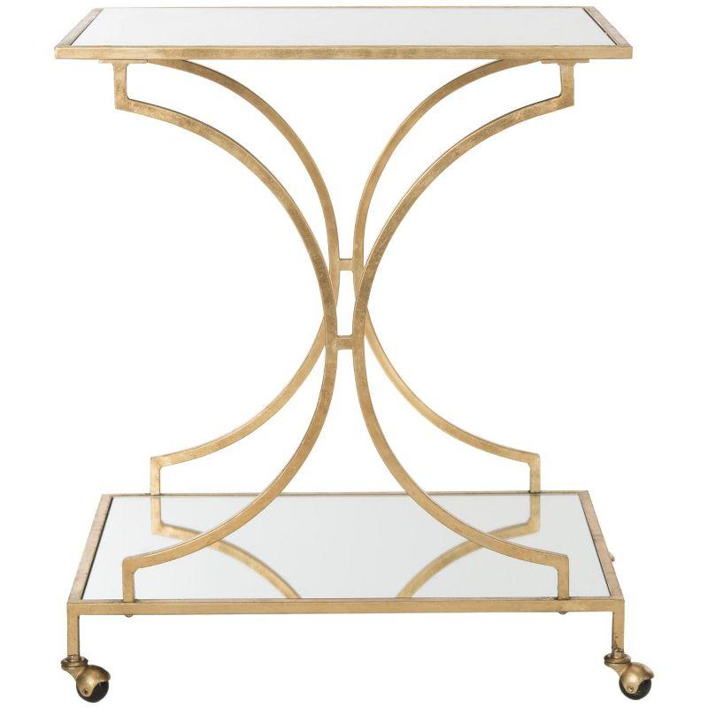 Ignatius Bar Cart - FOX2555B - Gold/Mirror - Safavieh