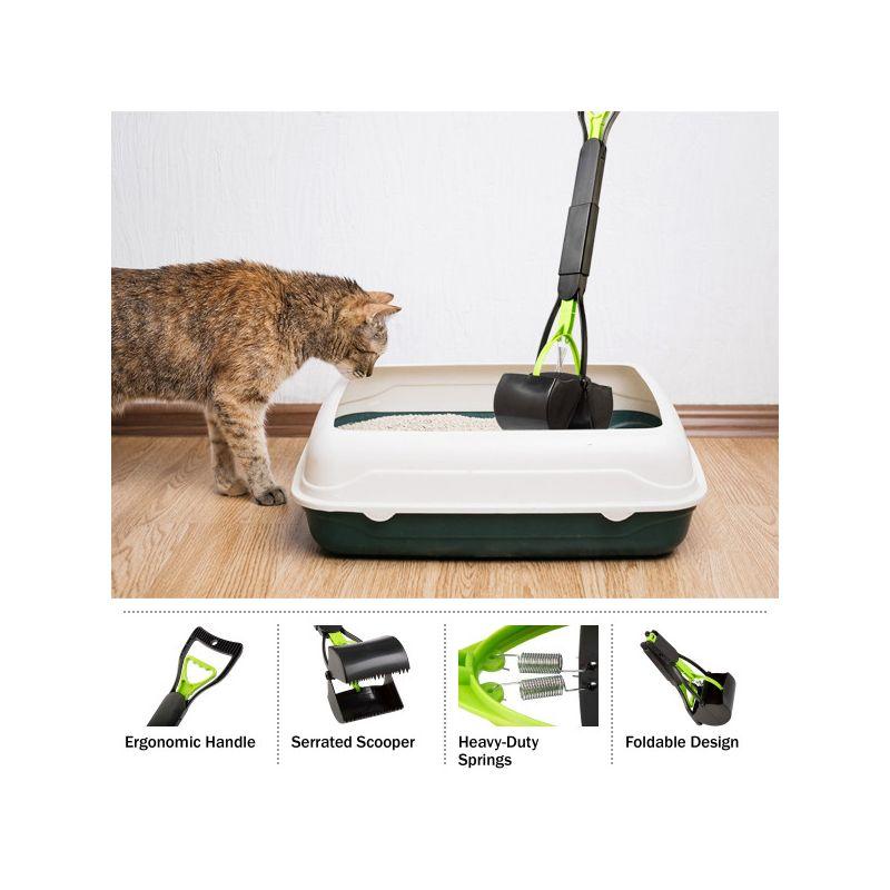 Green Foldable Long-Handled Pet Pooper Scooper