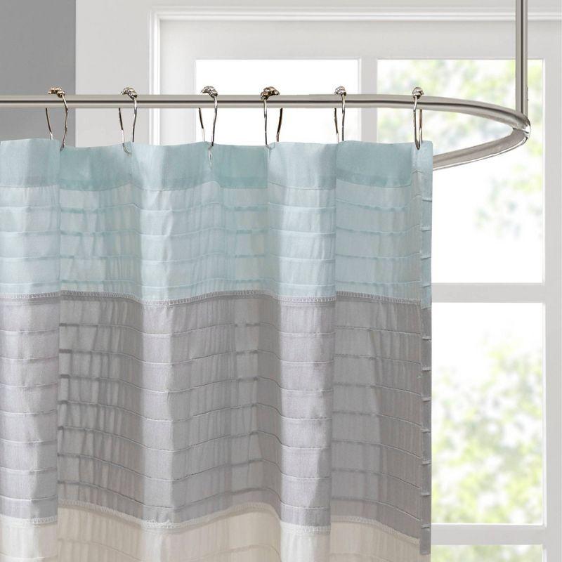 Amherst Striped Faux Silk Shower Curtain