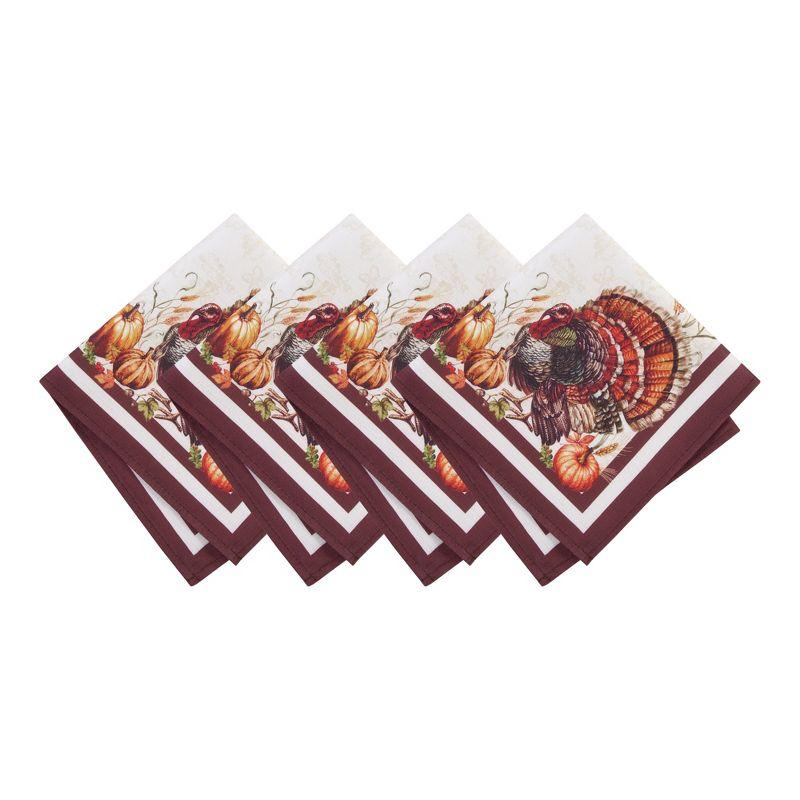 Autumn Heritage Turkey Print Polyester Napkins, Set of 4