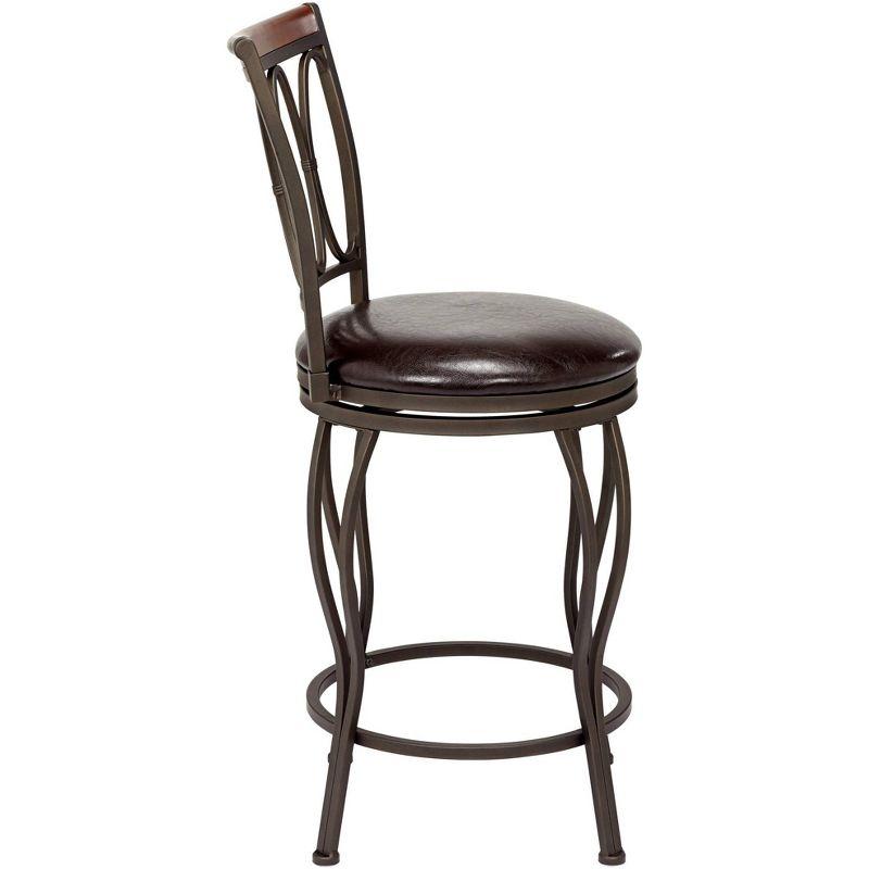 Elm Lane Bronze Metal Swivel Bar Stools Set of 2 Brown 24" High Traditional with Backrest Footrest for Kitchen Counter Island Home