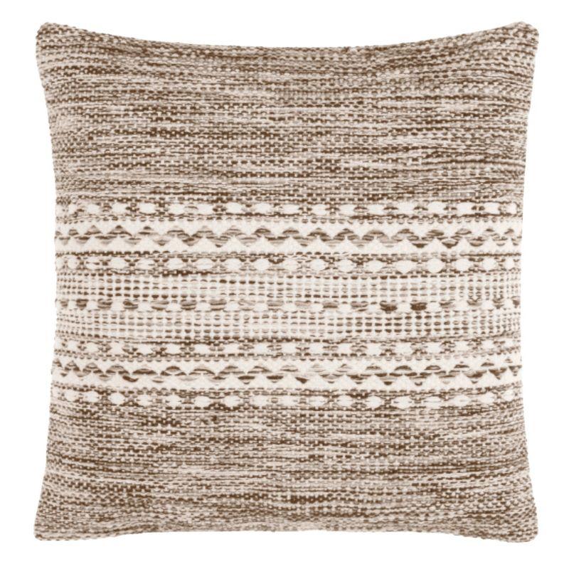 Ciara Taupe Handmade Cotton Decorative Pillow Cover, 18" x 18"